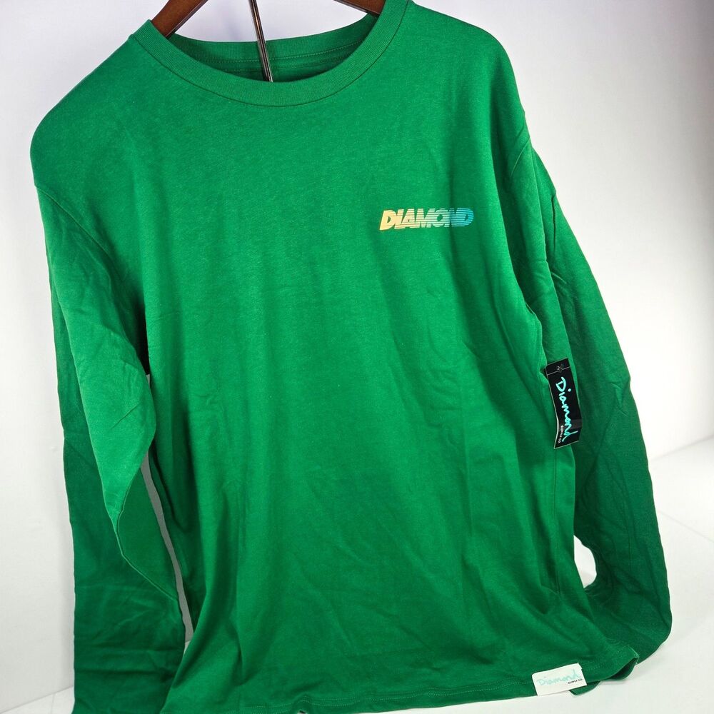 Diamond Supply Co Gradient Logo Long Sleeve Shirt Green Size M